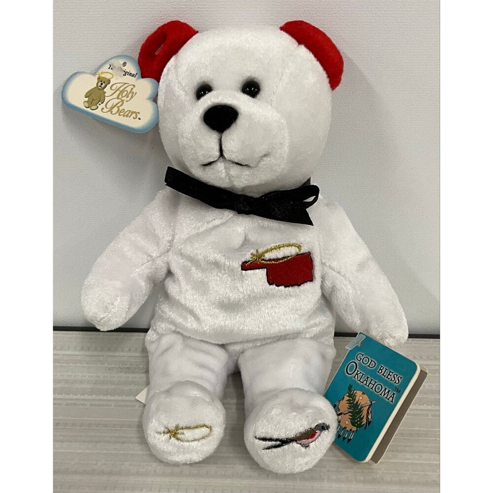 Vintage With Tags 9" Holy Bears GOD BLESS OKLAHOMA 2002 Bean Bag Plush